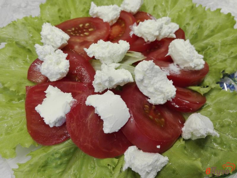 Фото приготовление рецепта: Свежий салат с творожным сыром и помидорами шаг №3
