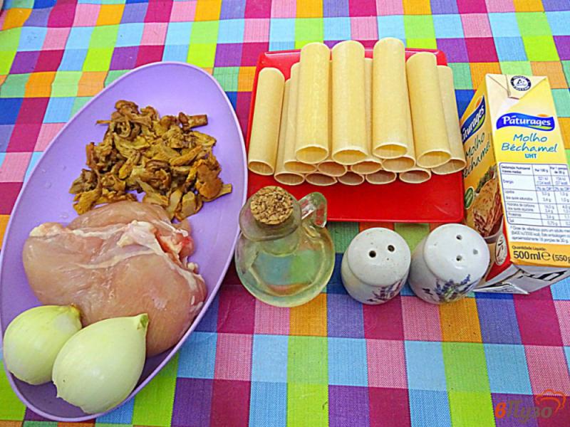 Фото приготовление рецепта: Каннеллони с фаршем, лисичками, помидорами под соусом бешамель шаг №1