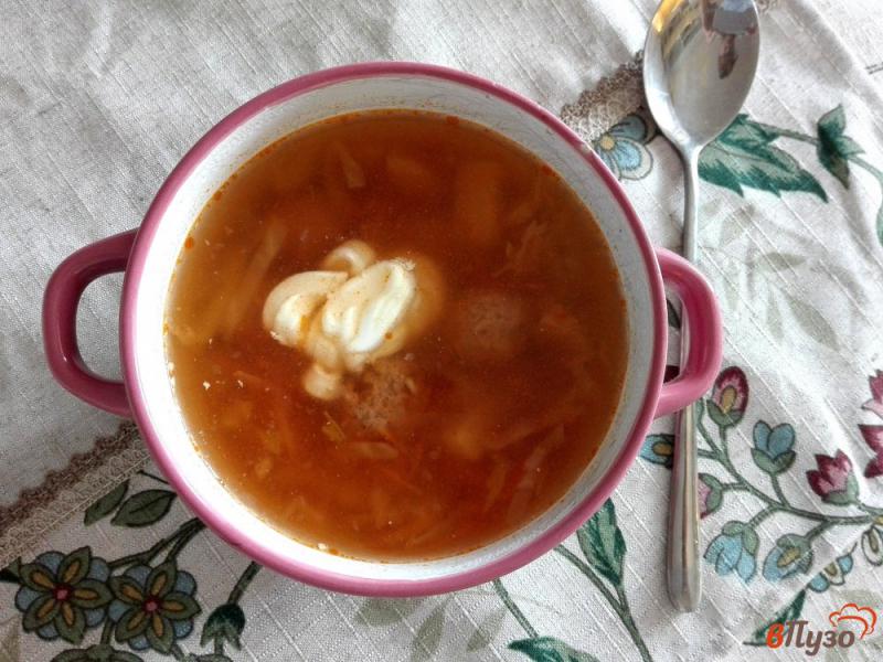 Фото приготовление рецепта: Капустный суп с фрикадельками шаг №9