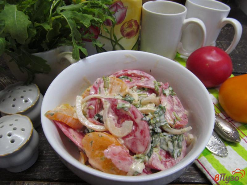 Фото приготовление рецепта: Сливочный томатный салат с базиликом шаг №6
