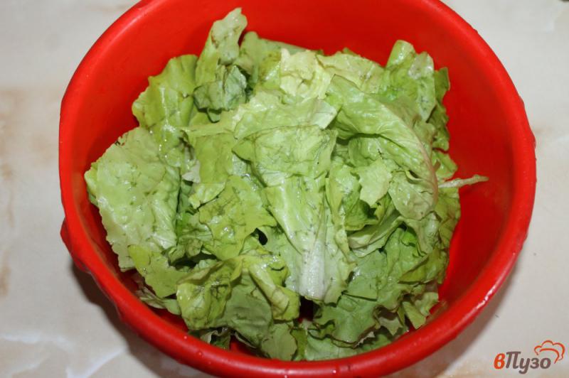Фото приготовление рецепта: Салат из зелени с помидорами и болгарским перцем шаг №1