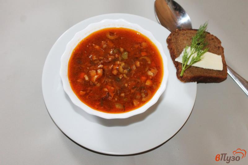 Фото приготовление рецепта: Густой томатный суп с мясом шаг №5
