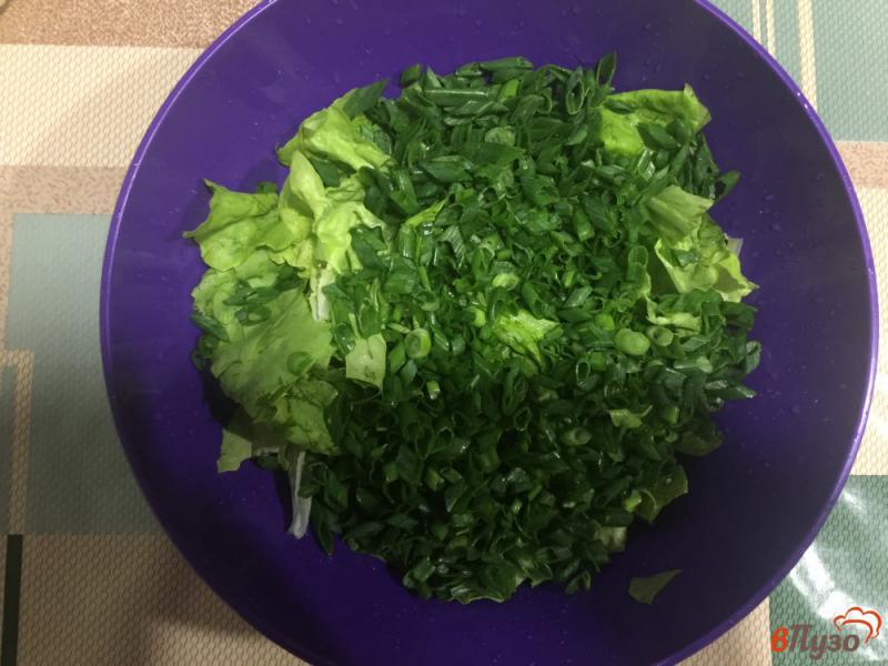 Фото приготовление рецепта: Огуречный салат с зеленым луком шаг №2
