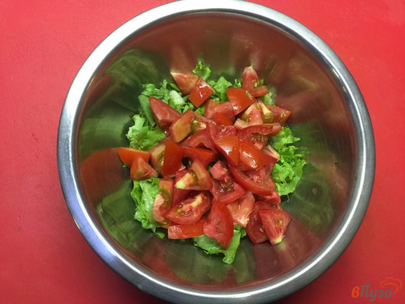 Фото приготовление рецепта: Салат из помидоров с моцареллой, вялеными томатами и маслинами шаг №2