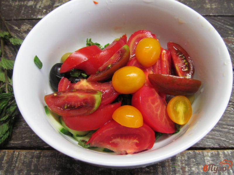 Фото приготовление рецепта: Греческий салат Хориатики с мятой шаг №4
