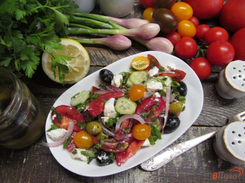Фото приготовление рецепта: Греческий салат Хориатики с мятой шаг №6