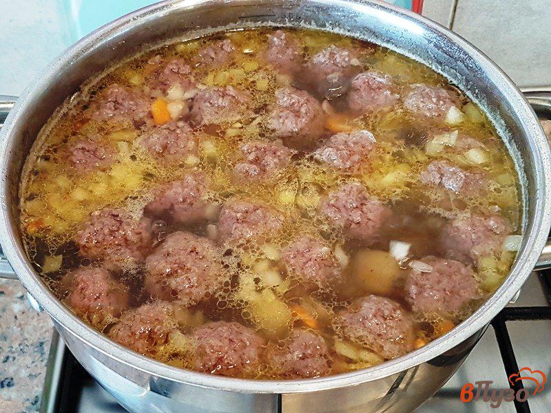 Фото приготовление рецепта: Овощной суп с фрикадельками шаг №10