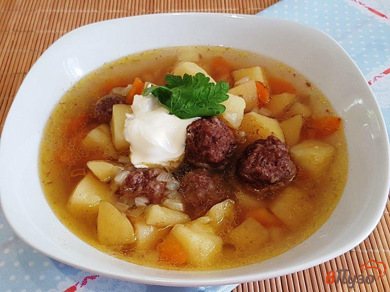 Фото приготовление рецепта: Овощной суп с фрикадельками шаг №11