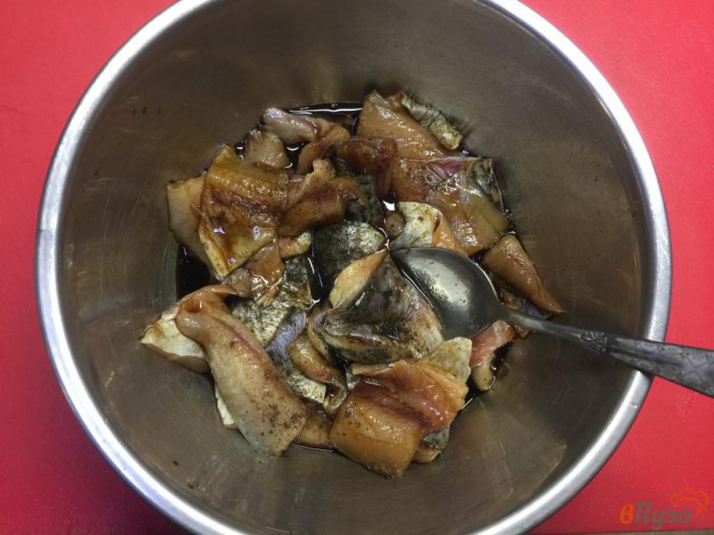 Фото приготовление рецепта: Рыба запеченная в соевом соусе с луком и чесноком шаг №2