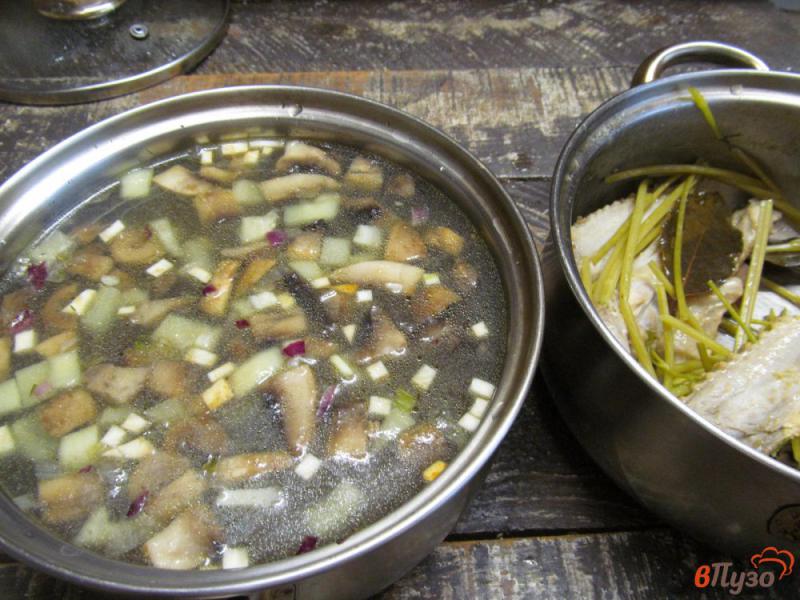 Фото приготовление рецепта: Капустный суп с грибами и томатом шаг №6