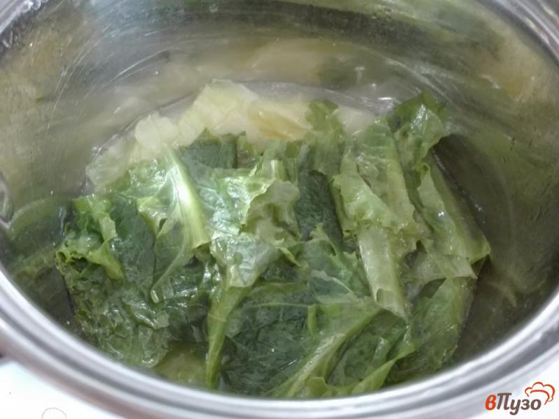 Фото приготовление рецепта: Зеленый овощной крем-суп со сметаной шаг №5