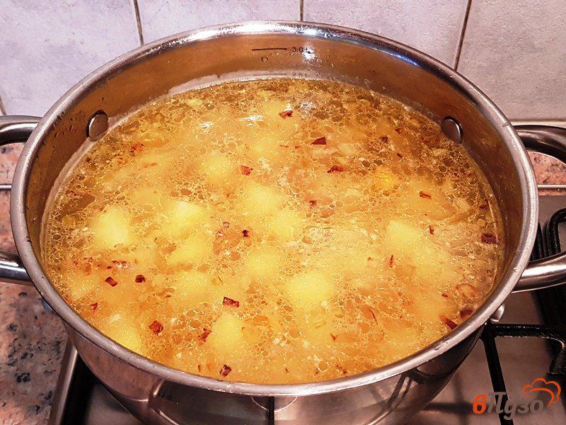 Фото приготовление рецепта: Куриный суп с макаронами шаг №7