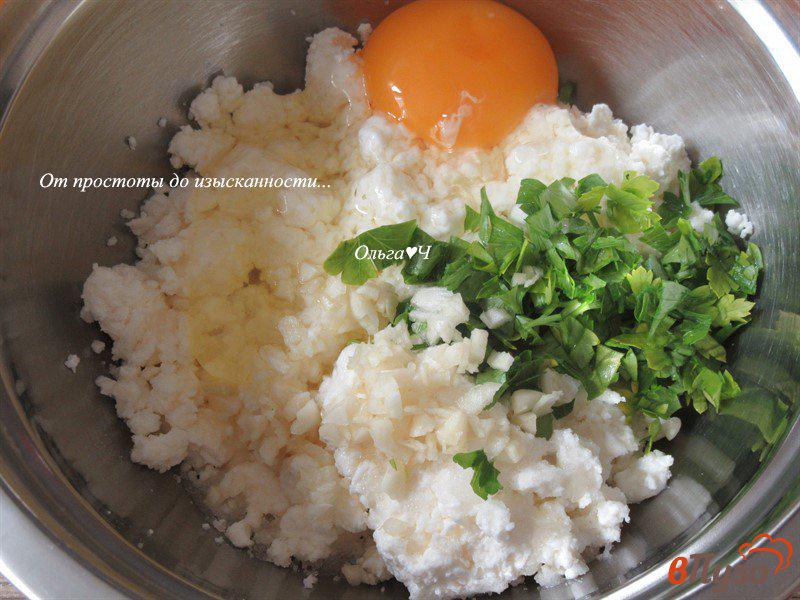 Фото приготовление рецепта: Сырники с чесноком и зеленью шаг №1