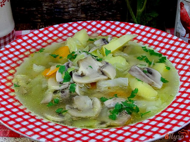 Фото приготовление рецепта: Вегетарианский суп с грибами шаг №10