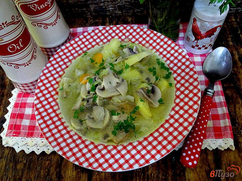 Фото приготовление рецепта: Вегетарианский суп с грибами шаг №11