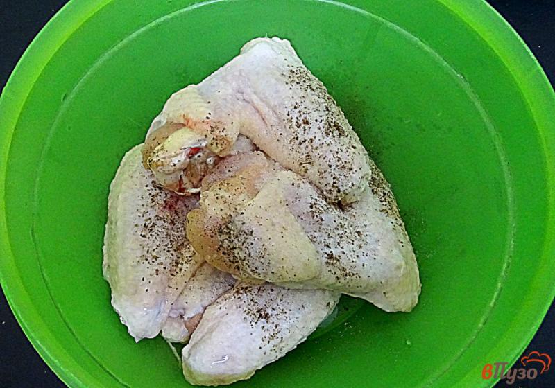 Фото приготовление рецепта: Куриные крылья на луковой подушке, в духовке шаг №2