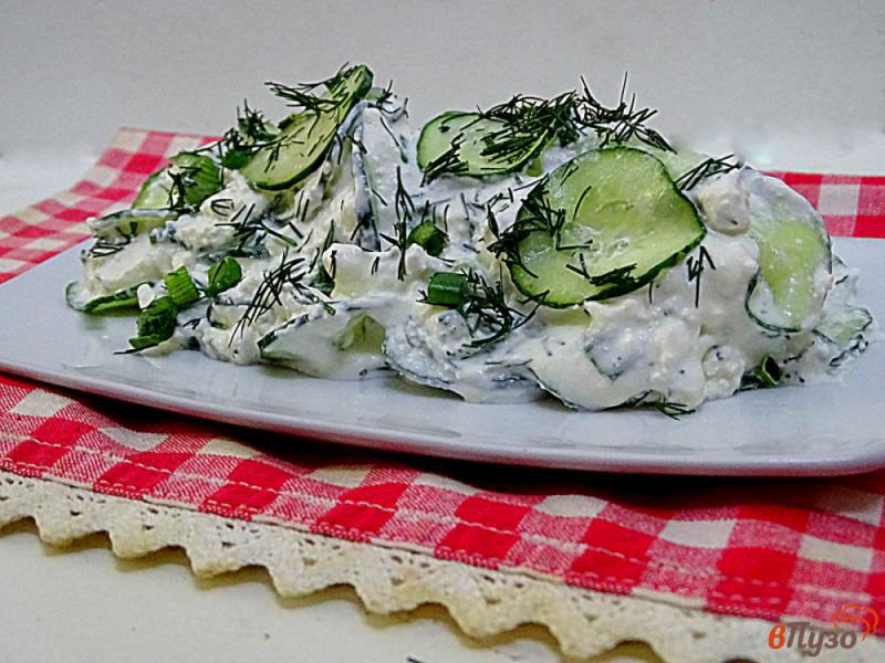 Фото приготовление рецепта: Салат из огурцов и творога шаг №7