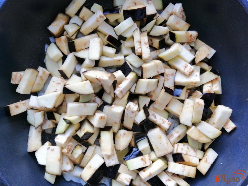 Фото приготовление рецепта: Жареные баклажаны с помидором шаг №2
