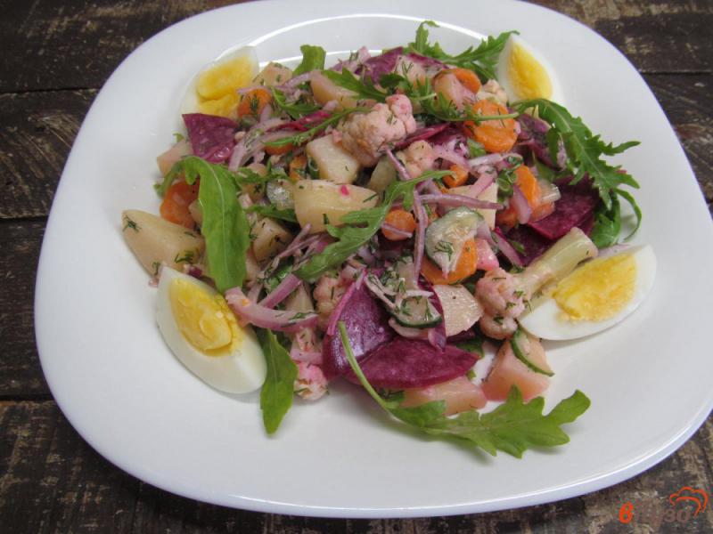 Фото приготовление рецепта: Овощной салат с картофелем и цветной капустой шаг №8
