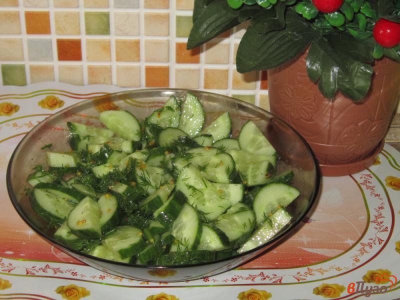 Фото приготовление рецепта: Салат из огурцов с укропом и дижонской горчицей шаг №4