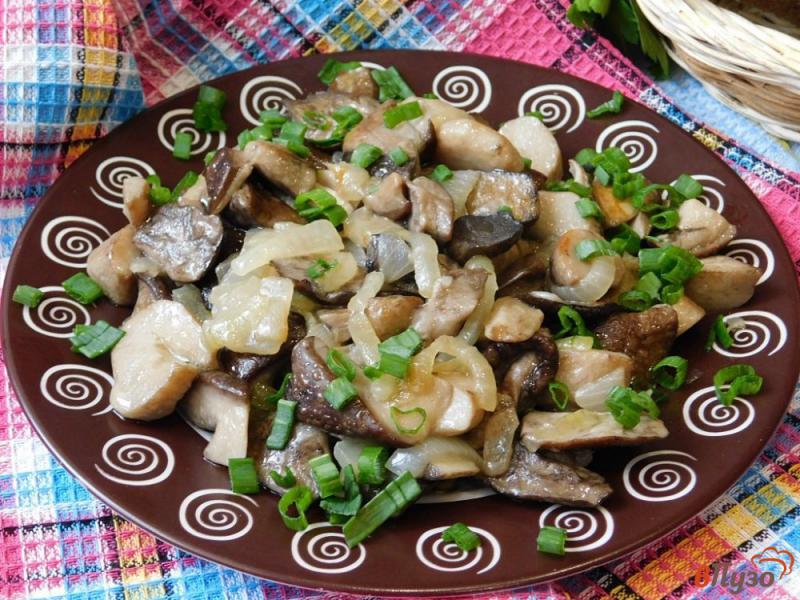 Фото приготовление рецепта: Свежие белые грибы, жареные с луком шаг №6