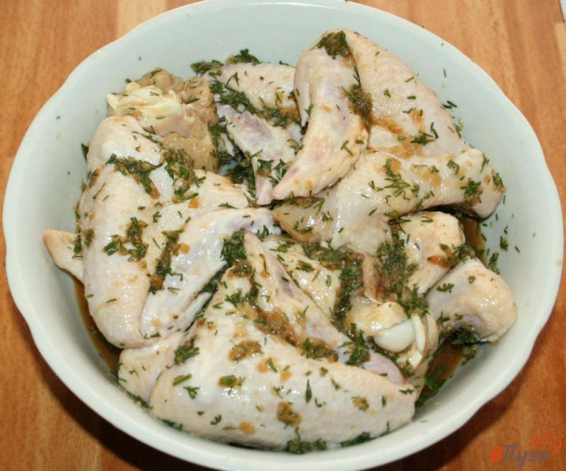 Фото приготовление рецепта: Куриные крылышки на мангале шаг №4