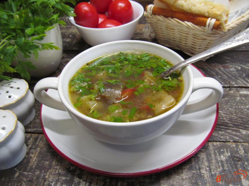 Фото приготовление рецепта: Суп из баклажана с помидором и перцем шаг №8