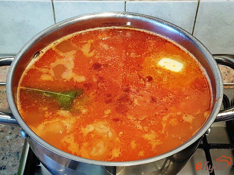 Фото приготовление рецепта: Томатный суп с копченой курицей шаг №10