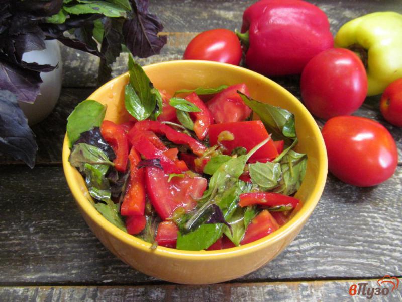 Фото приготовление рецепта: Помидорный салат с заправкой из кетчупа шаг №5