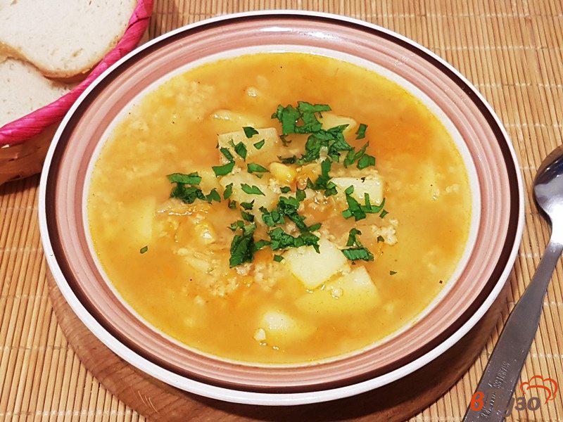 Фото приготовление рецепта: Суп с пшеном и кукурузой шаг №11