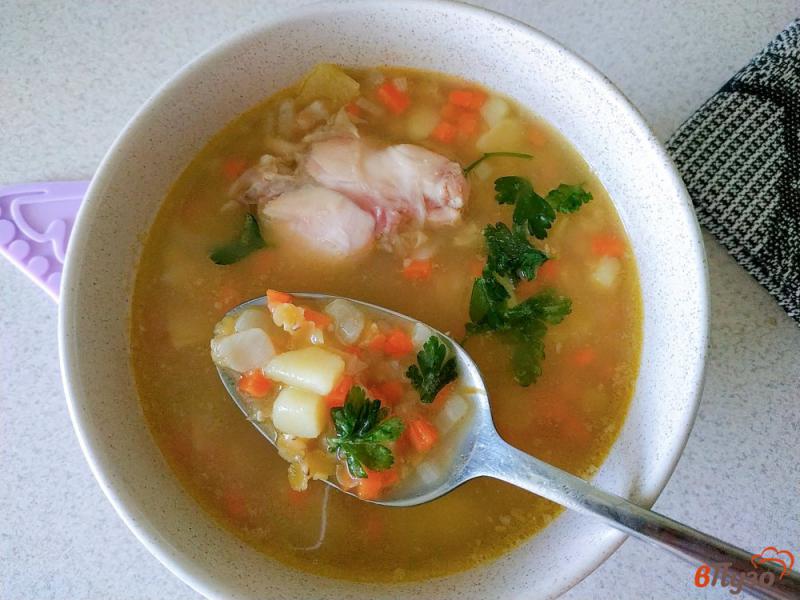 Фото приготовление рецепта: Чечевичный суп с кроликом шаг №8