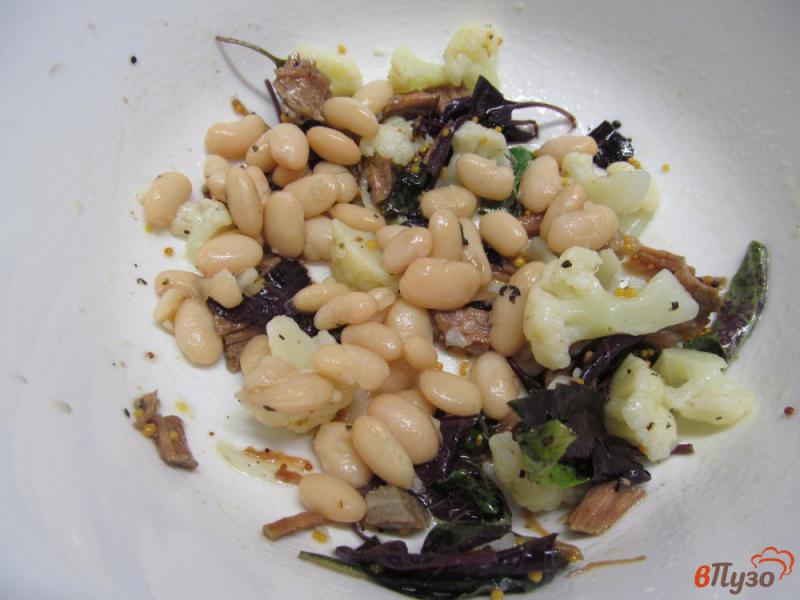 Фото приготовление рецепта: Салат из фасоли цветной капусты щавеля и говядины шаг №4