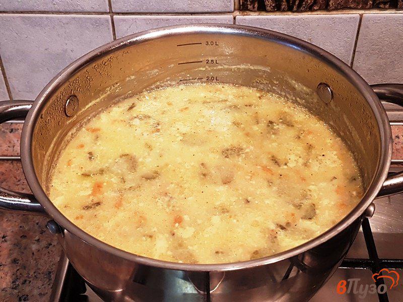 Фото приготовление рецепта: Суп с огурцами и плавленым сыром шаг №11