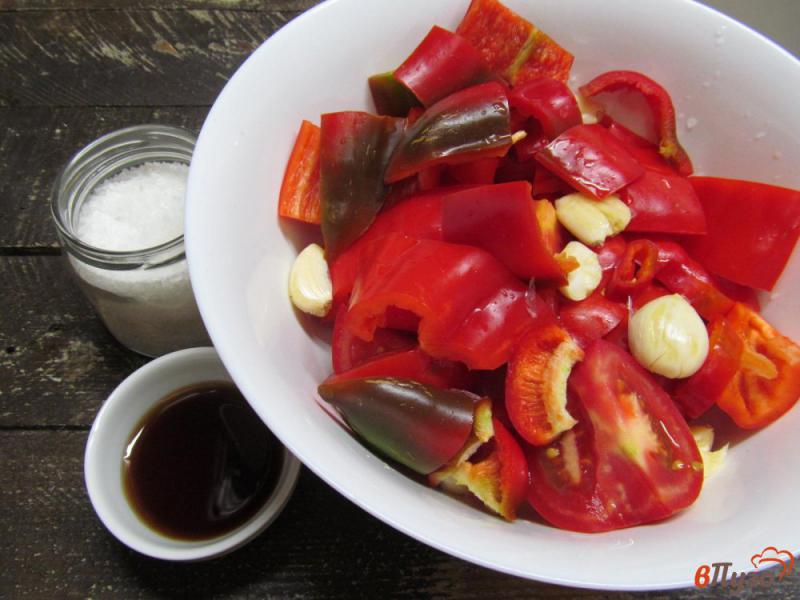 Фото приготовление рецепта: Сырая аджика из помидора с красным болгарским перцем шаг №2