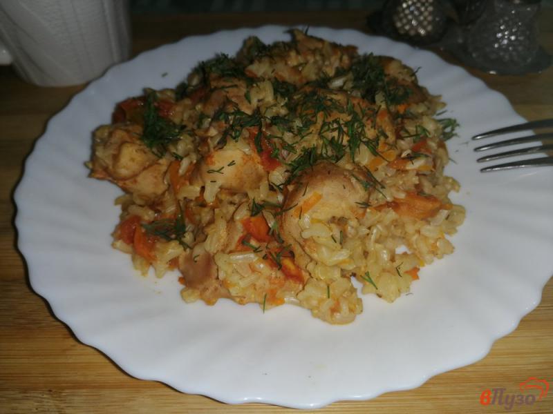 Фото приготовление рецепта: Индейка с рисом и овощами шаг №7