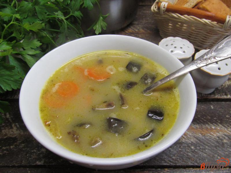 Фото приготовление рецепта: Грибной суп с баклажаном и вермишелью шаг №10