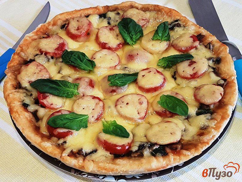 Фото приготовление рецепта: Зеленая пицца шаг №11
