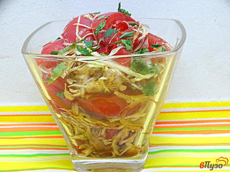 Фото приготовление рецепта: Салат из капусты с помидорами и бальзамическим уксусом шаг №8
