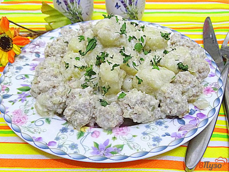 Фото приготовление рецепта: Галушки картофельные с мясом шаг №11