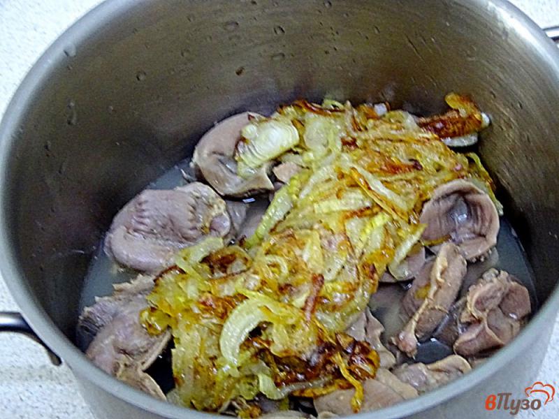 Фото приготовление рецепта: Куриные желудки со сливками шаг №4
