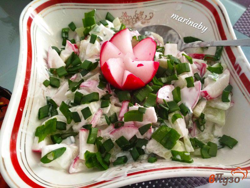 Фото приготовление рецепта: Салат весенний с редисом шаг №8