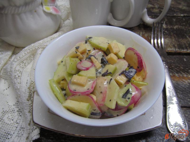 Фото приготовление рецепта: Салат из редиса яблока и сыра шаг №5
