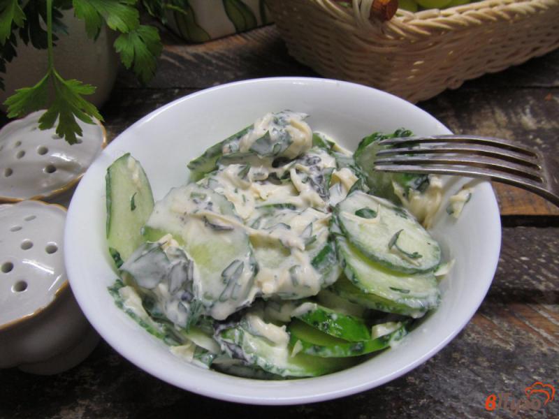 Фото приготовление рецепта: Огуречный салат с сыром шаг №5