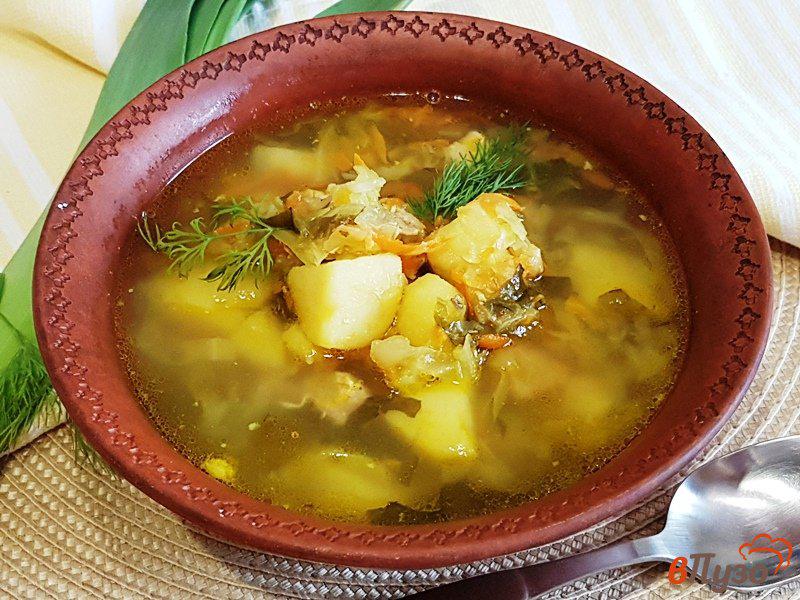 Фото приготовление рецепта: Суп с капустой и щавелем шаг №11
