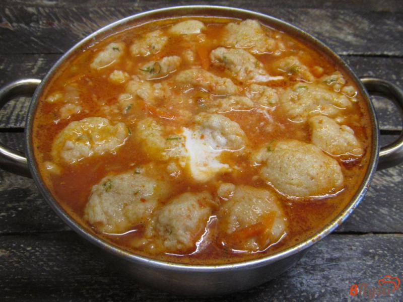 Фото приготовление рецепта: Томатный суп с цветной капустой и картофельными клецками шаг №10