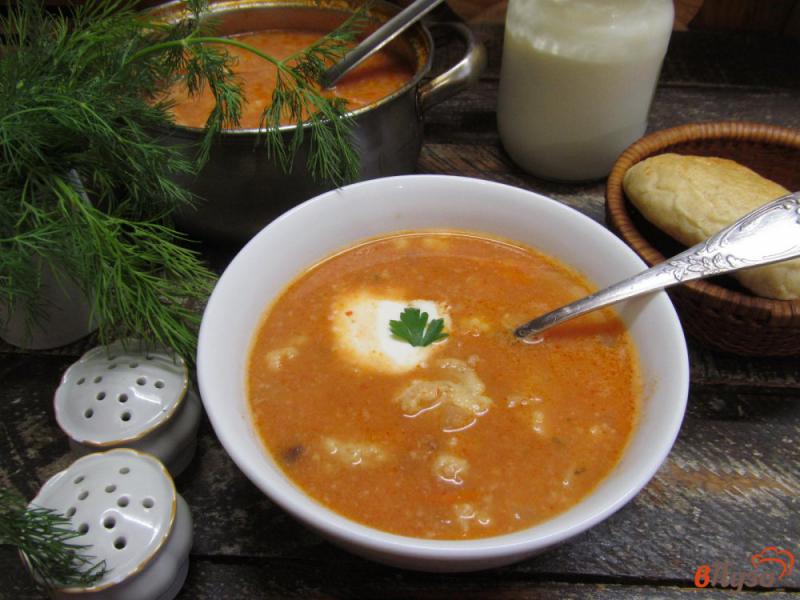 Фото приготовление рецепта: Томатный суп с цветной капустой и картофельными клецками шаг №12