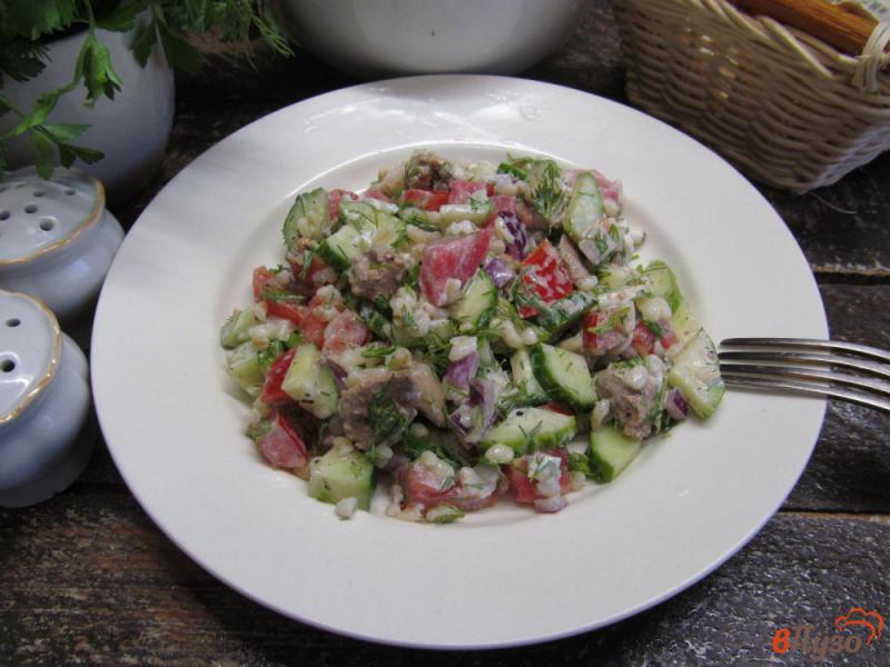 Фото приготовление рецепта: Салат из булгура с куриной печенью шаг №8