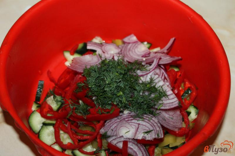 Фото приготовление рецепта: Салат из соленых огурцов и перца шаг №4