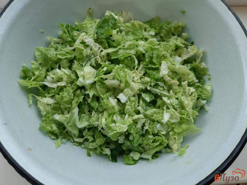 Фото приготовление рецепта: Салат с капустой и оливками шаг №2