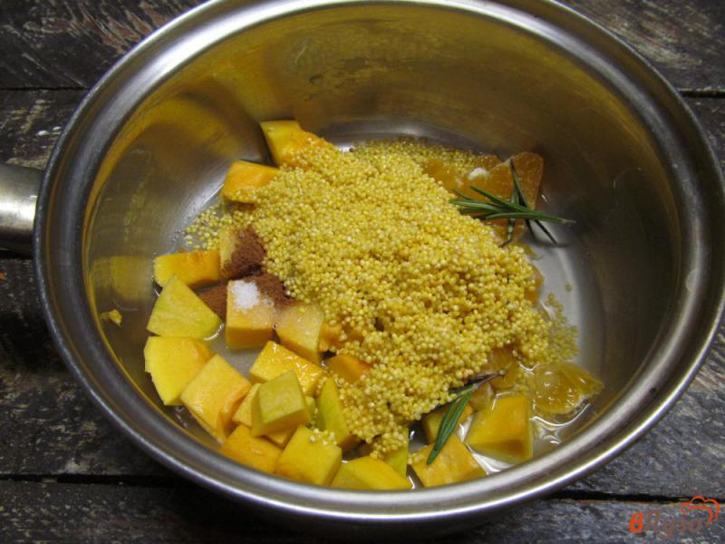 Фото приготовление рецепта: Пшенная каша с тыквой мандарином и черносливом шаг №3